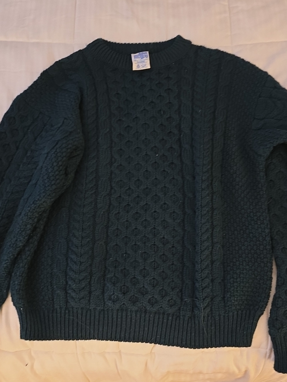 Women's Irish Knit Pure Wool Sweater - Dark Green